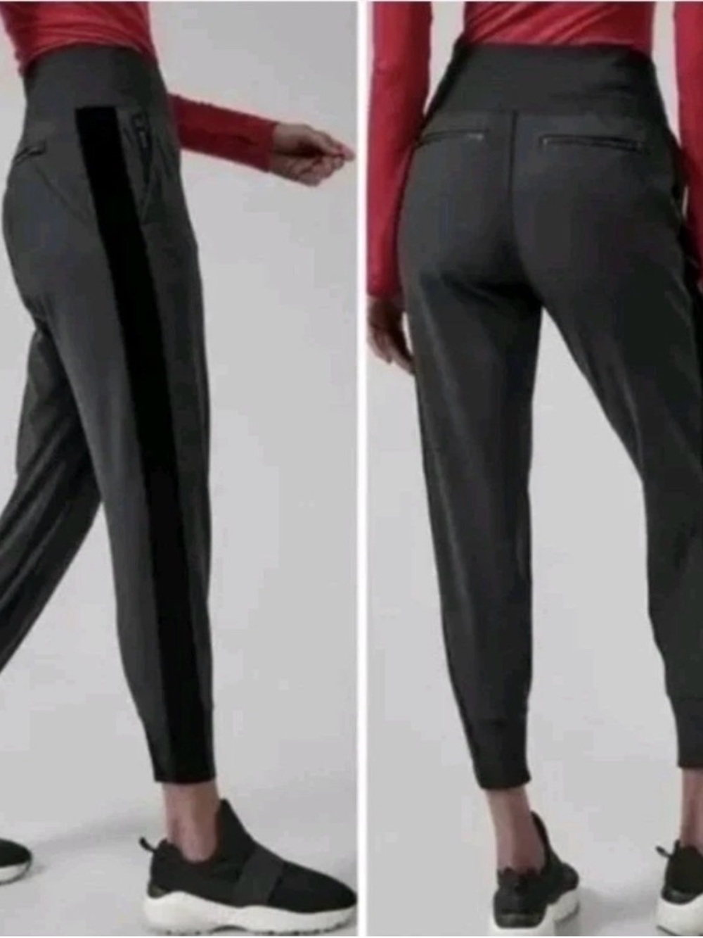 Athleta Venice Velvet Stripe Jogger Black Pull-On Women's Athletic Pants size M